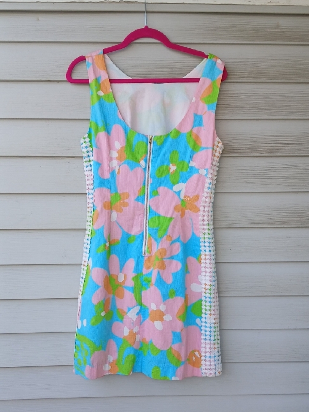 Lilly Pulitzer Pastel Blue Floral Shift Dress, 100% Cotton - Picture 5 of 6